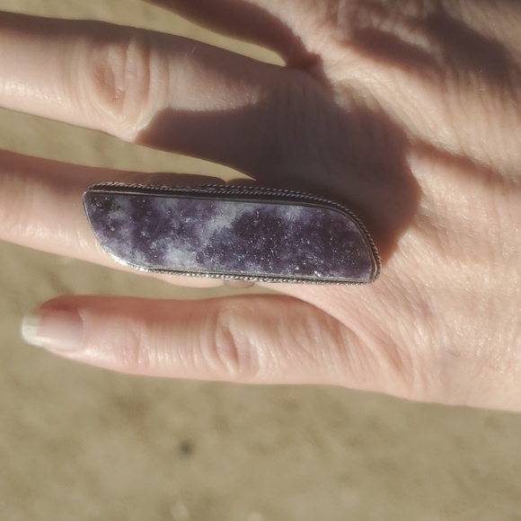 New Oversized Lepidolite 925 Silver Statement Ring. - Picture 4 of 15